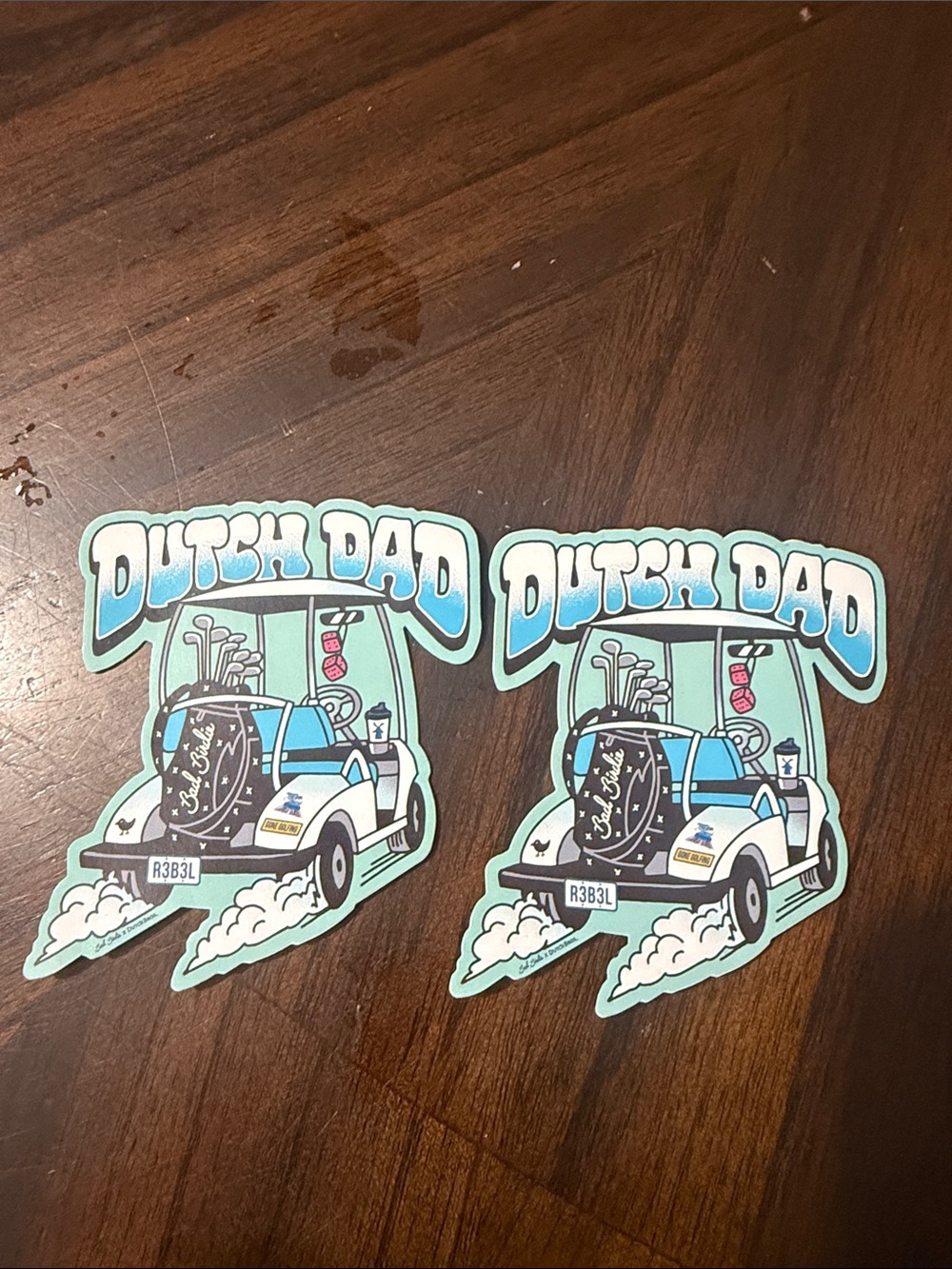 Dutch Bros- Dutch Dad- Blue Golf Cart Sticker - Set of 2 (Father’s Day 2026)
